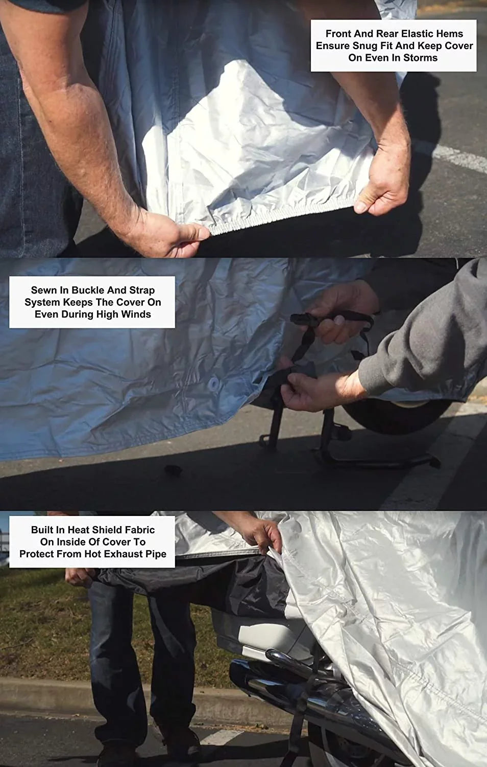 Weatherproof Motorcycle Cover Compatible With 2017 Moto Guzzi  Ii Stone Abs Grigio Intenso - Outdoor & Indoor - Protect From Rain Water, Snow, Sun - Securing Straps - Durable Material - Storage Bag