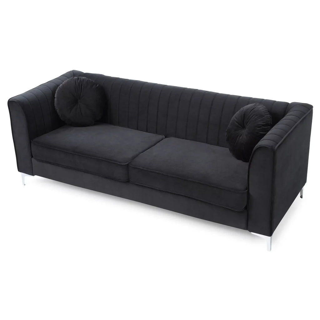 Homestock Southwestern Style - Sofa ( 2 Boxes ) , Black