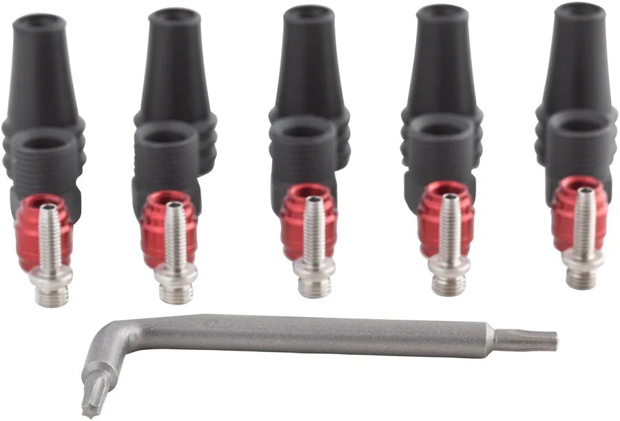 Red/Force  2-Pc Disc Brake Hose Fitting Kit - 5 Threaded Hose Barbs, 5 Compression Nuts, 5 Boots, Red Comp