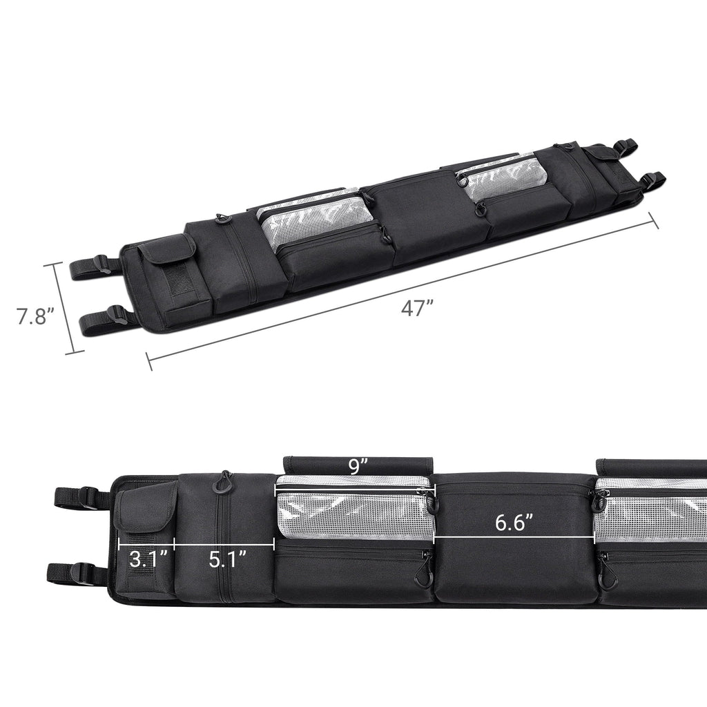 Roll Cage Organizer, Cargo Rear Storage Bag Gear Bags, Tools Storage Solution for Most Full Size UTVs, Polaris, Yamaha and Kawasaki UTVs Black