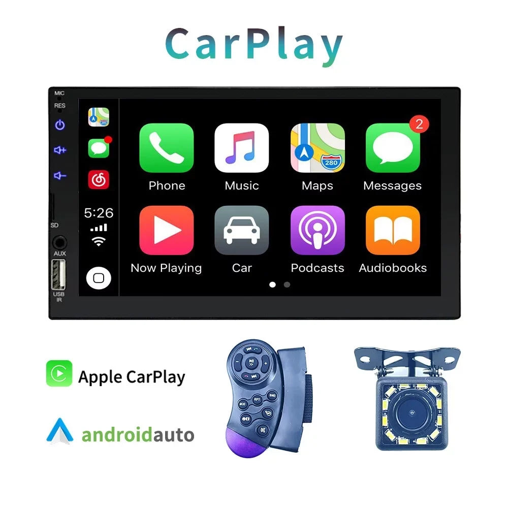 Virwir Car Multimedia Player Bluetooth 7 inch,  Car Mp5 Player Touch Screen Autoradio with Backup Camera Rear