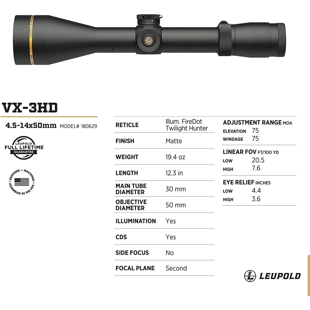 '-3HD 4.5-14x50 30mm - Illuminated FireDot Twilight Hunter Riflescope (180629)
