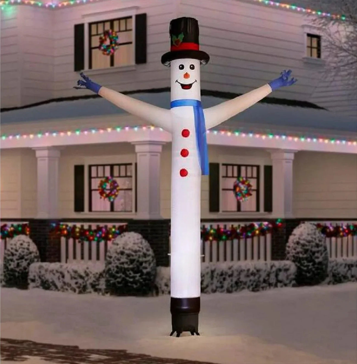 Gemmy 9070602 144 in. Jolly Jiggler Snowman Inflatable, White Wire