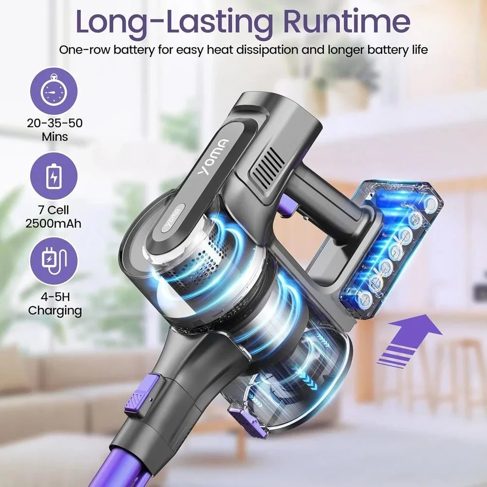 Cordless Vacuum Cleaner, 350W Stick Vacuum with 28Kpa Powerful Suction, Rechargeable Vacuum with 50min Runtime, 6-in-1 Lightweight Vacuum Cordless for Home Carpet Floor Pet Hair (Midnight Purple)
