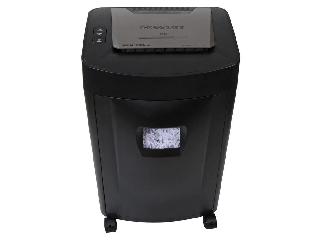 Royal 260MX Paper Shredder - Non-continuous Shredder - Cross Cut - 20 Per Pass - for shredding Paper, , , Credit Card, Staples - 8.75" Throat - 1 Hour Run Time - 40 Minute Cool Down Time - 8