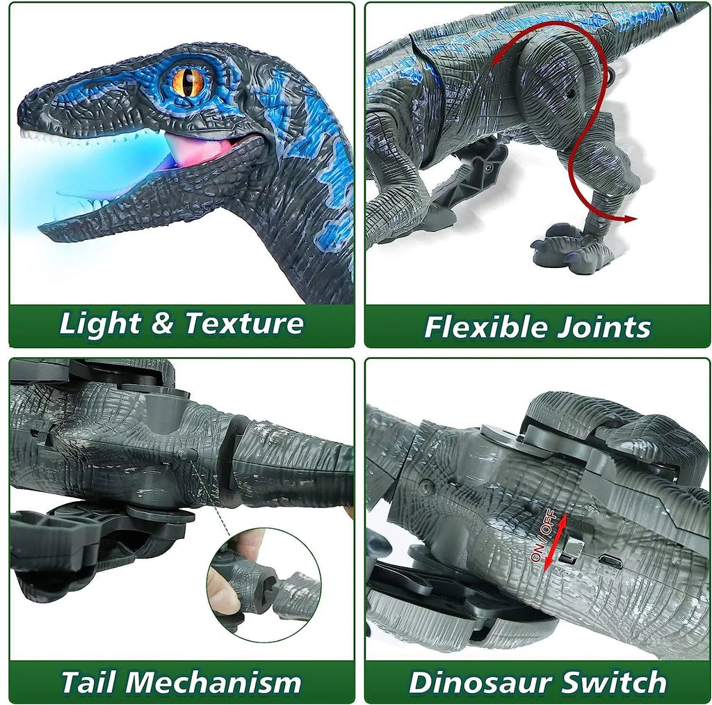 JBee Ctrl Remote Control Dinosaur Toys for Kids Boys Girls Walking Robot  -Rex with Lights and Sounds Dinosaur Toy Gifts for Boys Age 3-5, 5-7, 8-12 Years Old - Blue