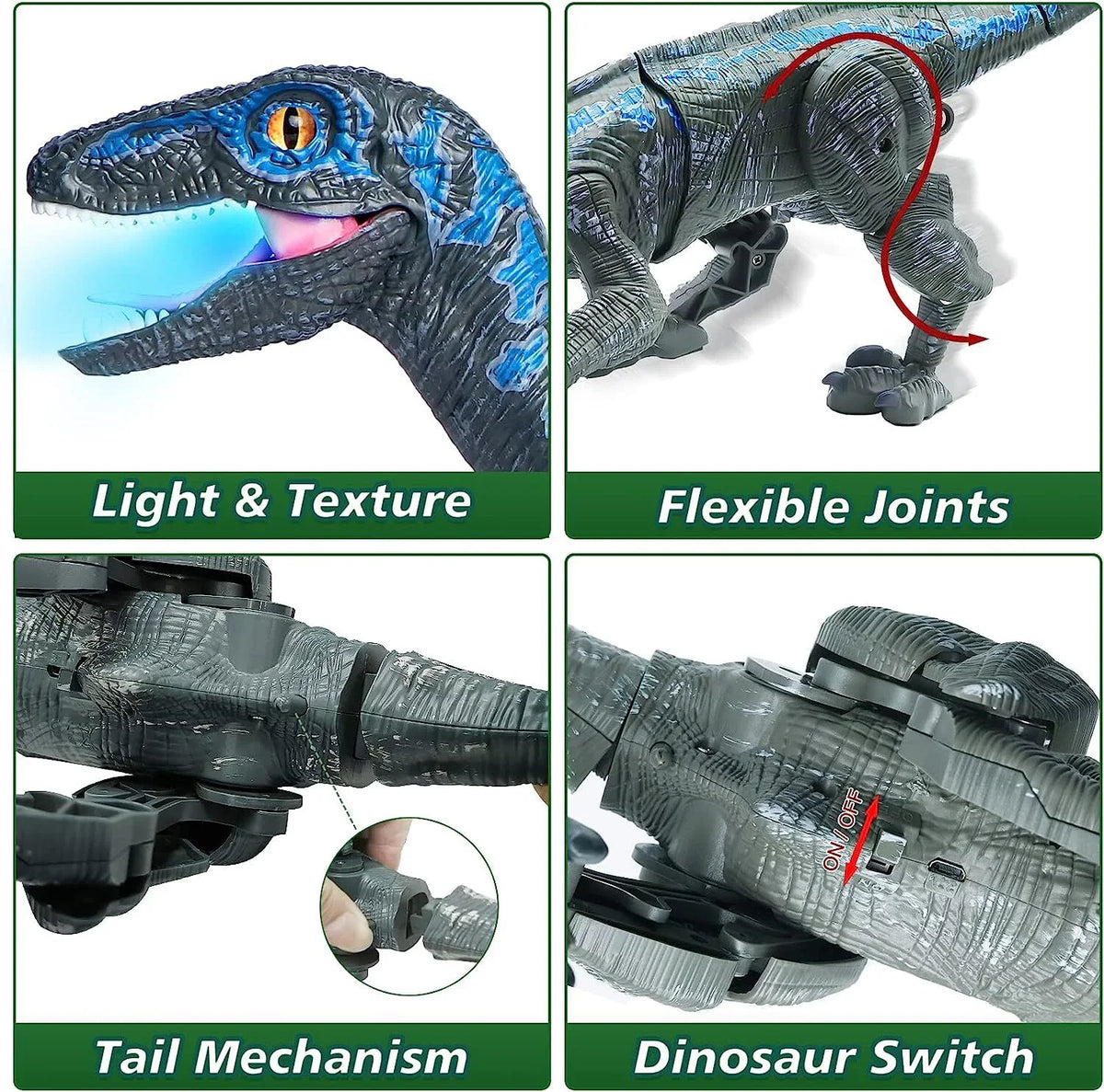 JBee Ctrl Remote Control Dinosaur Toys for Kids Boys Girls Walking Robot  -Rex with Lights and Sounds Dinosaur Toy Gifts for Boys Age 3-5, 5-7, 8-12 Years Old - Blue