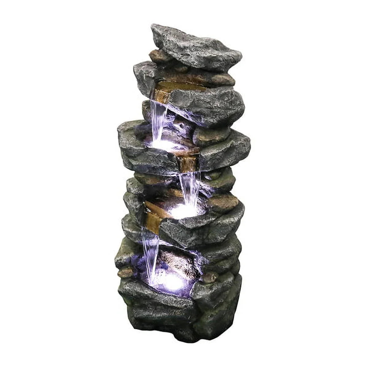 Fithood 40inches High Stacked Simulated Rock Water Fountain with  Lights