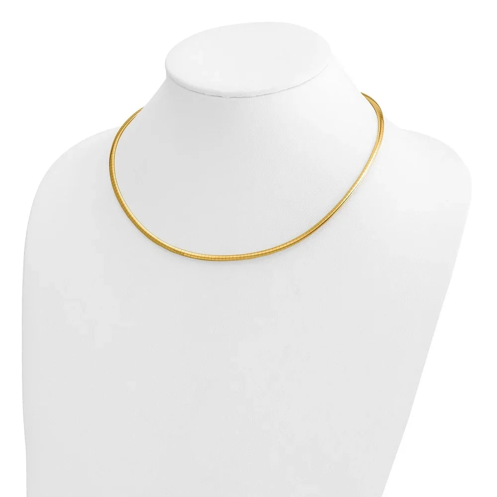 14k 3mm Domed Omega Necklace -18