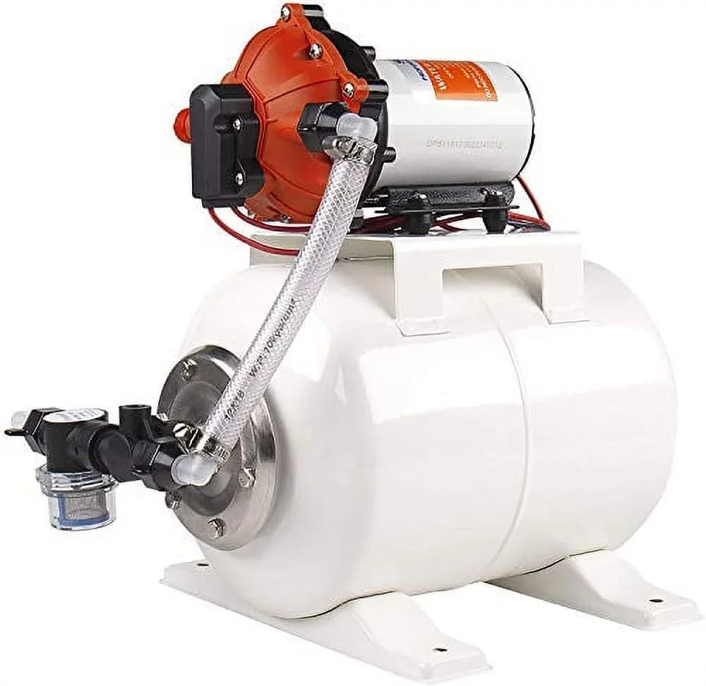 Water Pump and Accumulator Tank System - 12V, 5.5 , 60 , 2 Gallon Tan