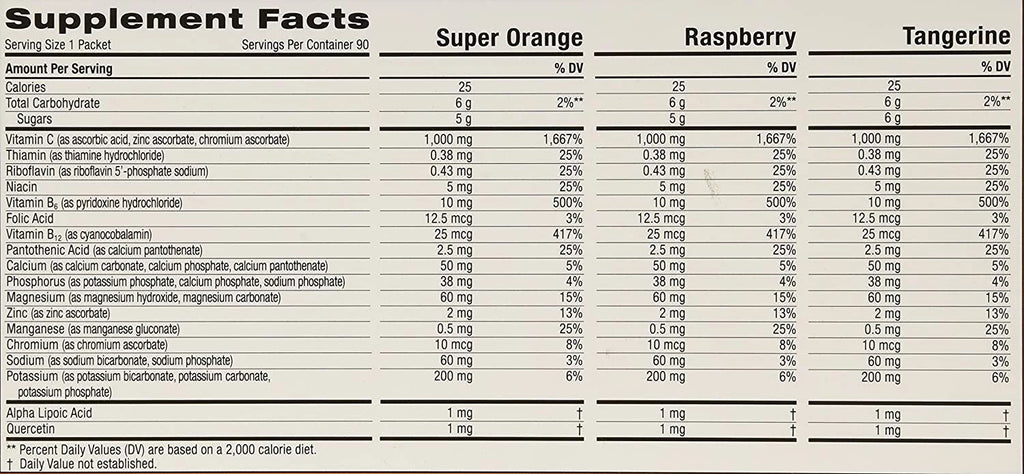 Emergen- 1,000 mg Vitamin  Dietary Supplement Drink Mix, Super Orange/Raspberry/Tagerine, 90 Packets