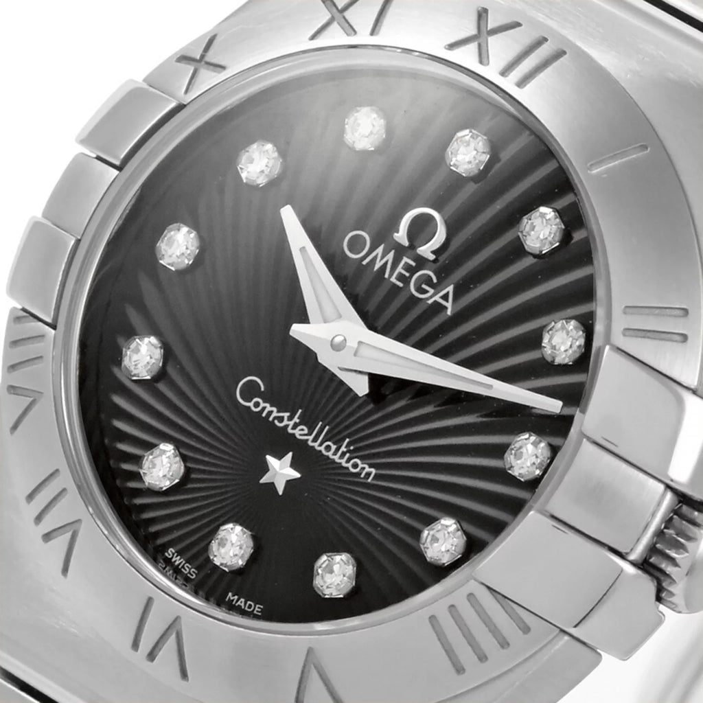 Pre-Owned Omega  Constellation 12P Diamond Index  Women's Quartz Watch Black Dial 123.10.24.60.51.001 (Good)