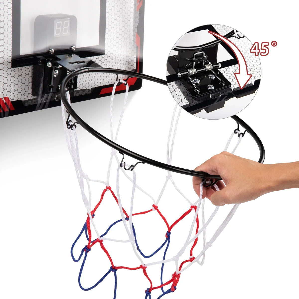 Indoor Basketball Hoop for Kids, Indoor Over The Door Basketball Hoops,  Light Mini Basketball Goals with 2 Balls & Electronic Scoreboard, Christmas Toys Gifts for 5 6 7 8 9 10 11 12+ Year Old Boys