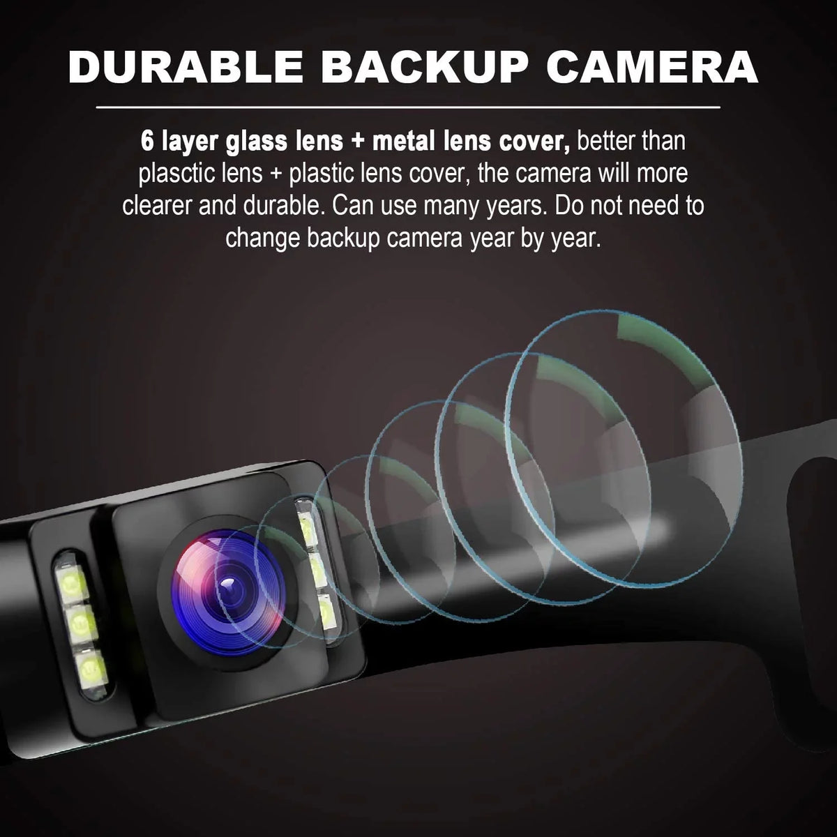Car Rear View Backup Camera  License Plate Backup Camera with Wide View Angle 6  Night Vision Waterproof Front & Back up Camera, Guide Line On/Off