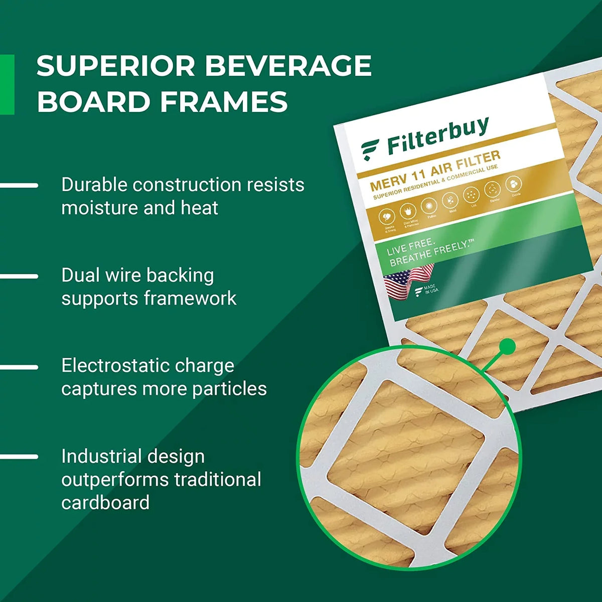 Filterbuy 16x25x1  11 Pleated   Furnace Air Filters (4-Pack)