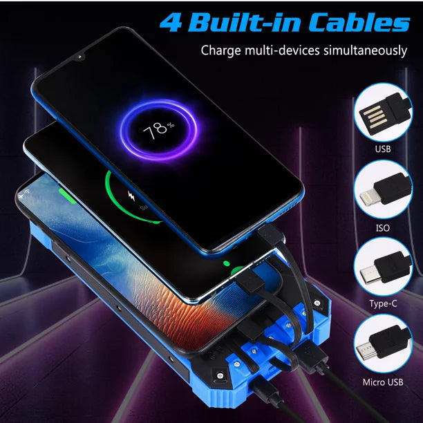 Solar Power Bank 20000mAh Built-in 4 Cables Qi Wireless Charger For Ulefone Armor Mini 2 with  Flashlight Solar Portable External Battery  Waterproof 15W 5V/3A   Port 6 Outputs 3 Inputs