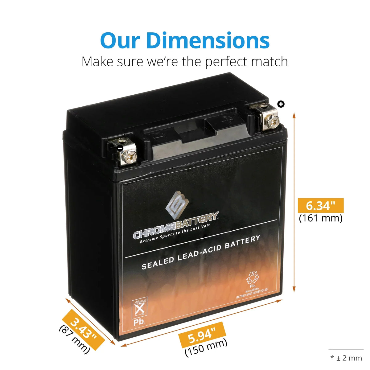 Chrome Battery - (16- 12 Volt,14 Ah, 230 ) Motorcycle Battery for Kawasaki 1600cc  Nomad 2009