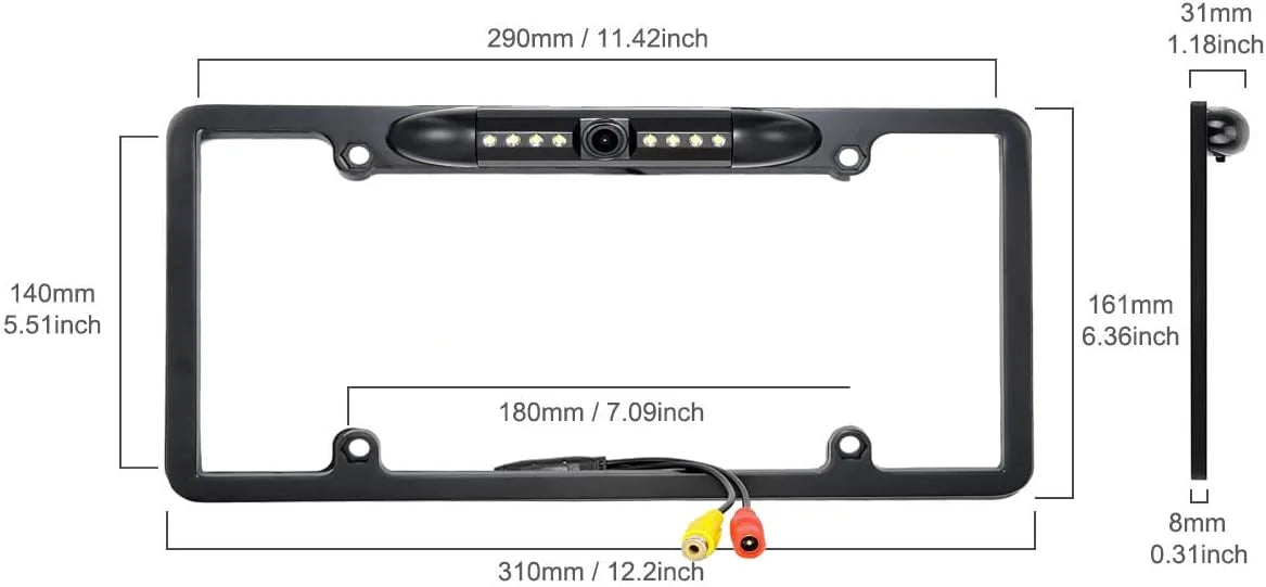 Backup Camera Rearview License Plate Frame for Jensen  Black