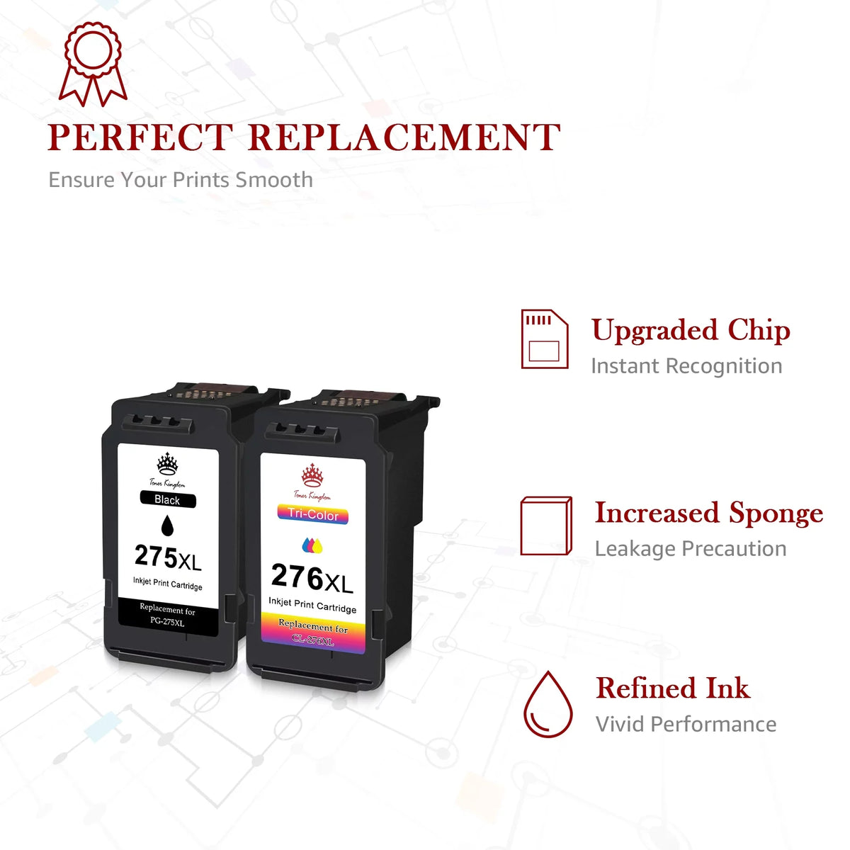 275 276 Ink Cartridges for Canon Ink 275 and 276 -275XL -276XL High Capacity 275XL 276XL Ink Cartridges for Pixma       Printer (2 Black, 1 Color)