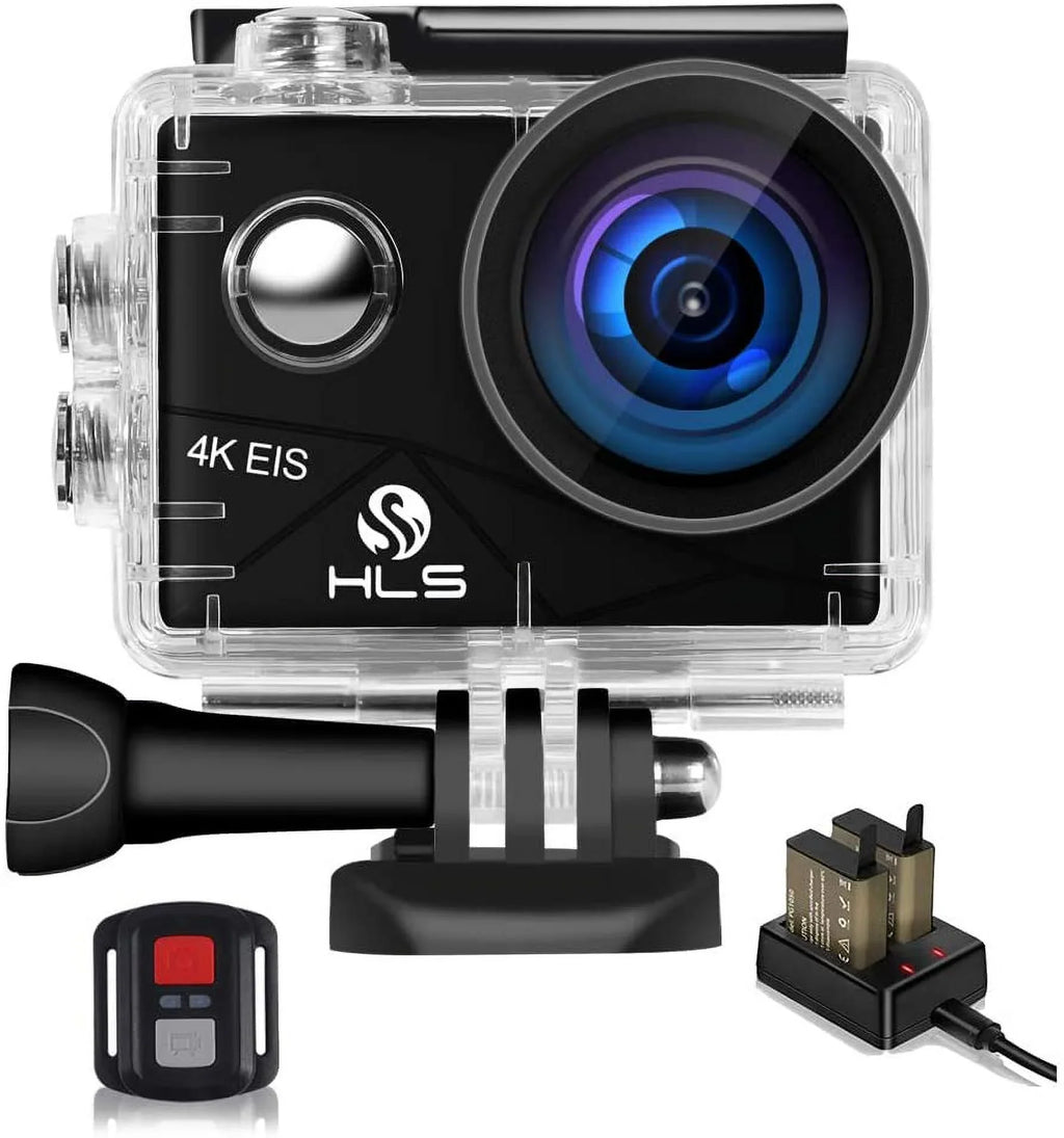 Video Action Camera 4K with Wide Angle Lens  WiFi Underwater Camera with Waterproof Case Remote Outdoor Sports Camera for Vlog with Accessories Mount Kit Battery Charger