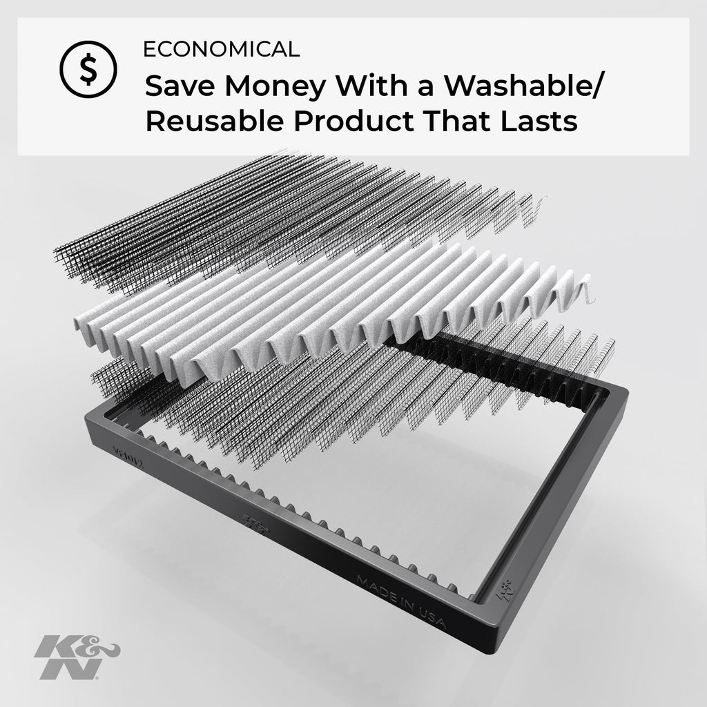 & Cabin Air Filter: Washable and Reusable: Designed For Select 2005-2014 Ford Mustang Vehicle Models,
