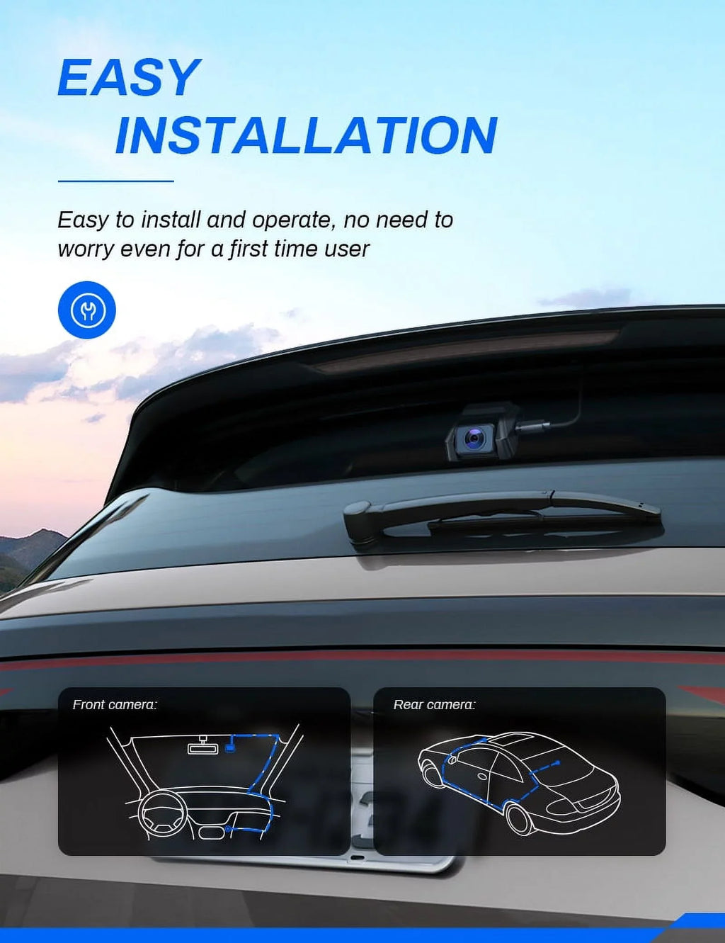 Dash Cam Front and Rear, Crosstour Dash Camera for Cars 2.5K , 3 inch  Screen Magnetic Dashboard Recorder 170° Backup Camera