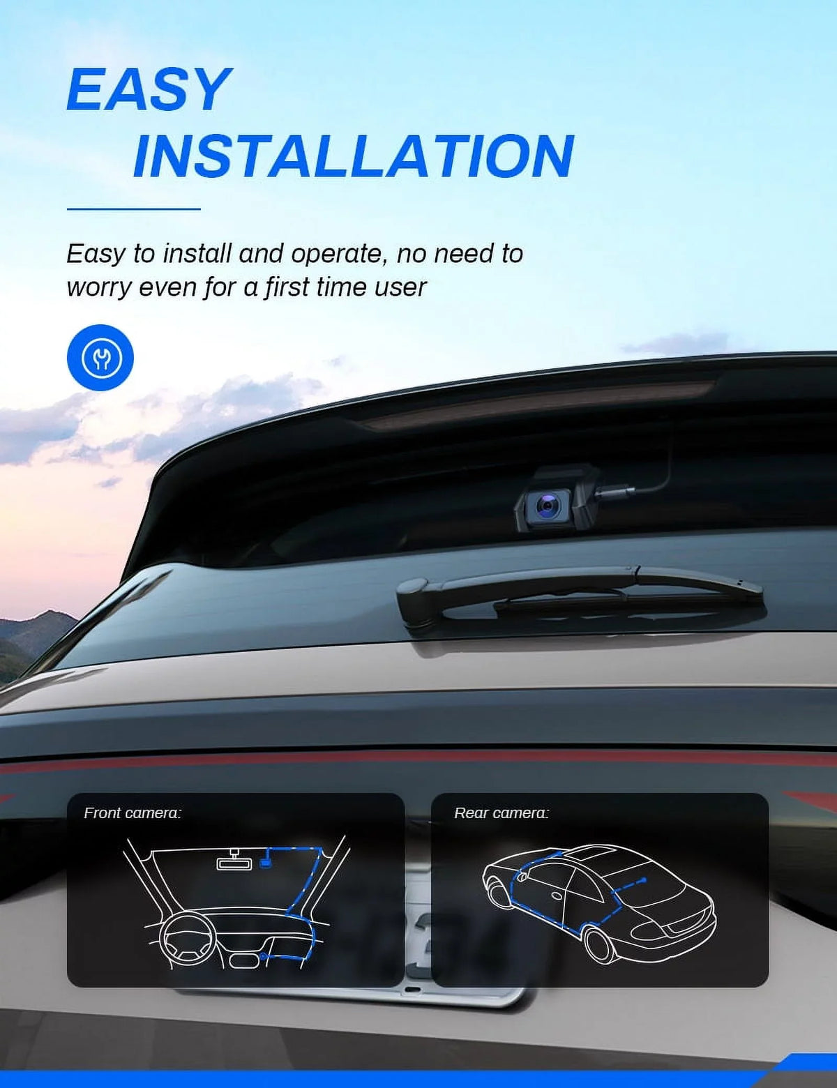 Dash Cam Front and Rear, Crosstour Dash Camera for Cars 2.5K , 3 inch  Screen Magnetic Dashboard Recorder 170° Backup Camera