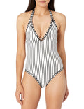 $88 Bar 3 Swimwear Brand Plunge Mio One Piece Swimsuit White Black Size