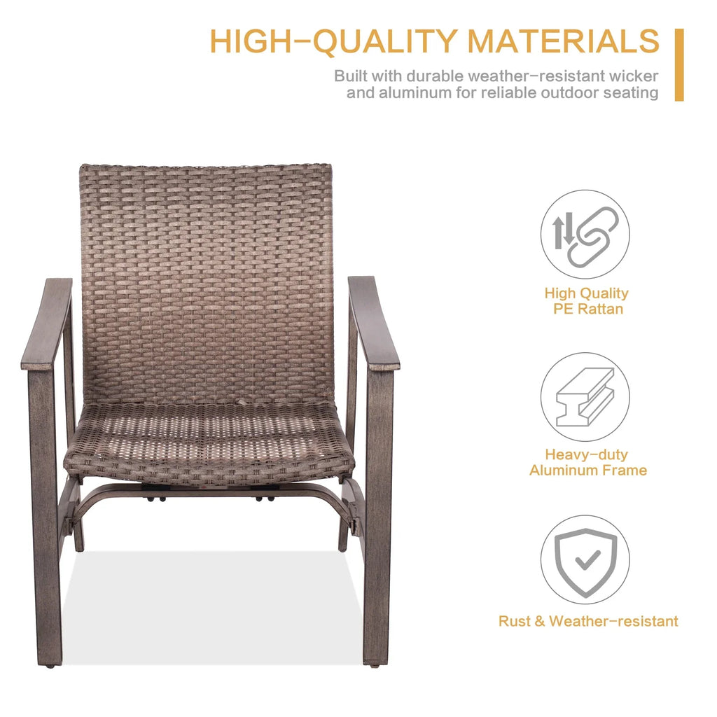 5 Piece Patio Furniture Set with Fire Pit Table, 4 Wicker Rocking Motion Chairs & 33.8"x27.2" 15000  Propane Gas Firepit Table, All-Weather Outdoor Conversation Set for Yard Garden Deck