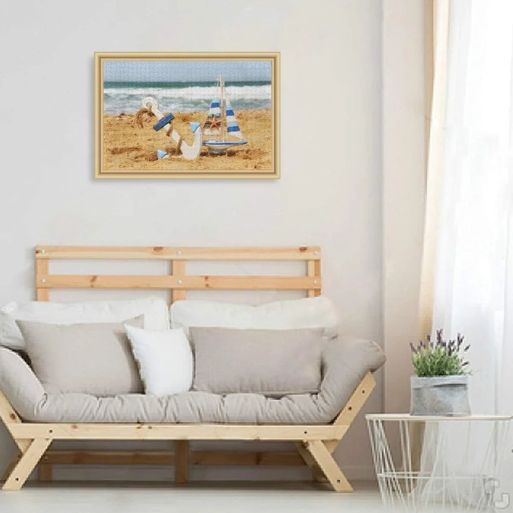 Wellsay Anchor Sailvessel Starfish On Beach Sand Tropical Summer Sea and Ocean Horizon Jigsaw Puzzles 500 Pieces Puzzle for Adults Kids  Gift