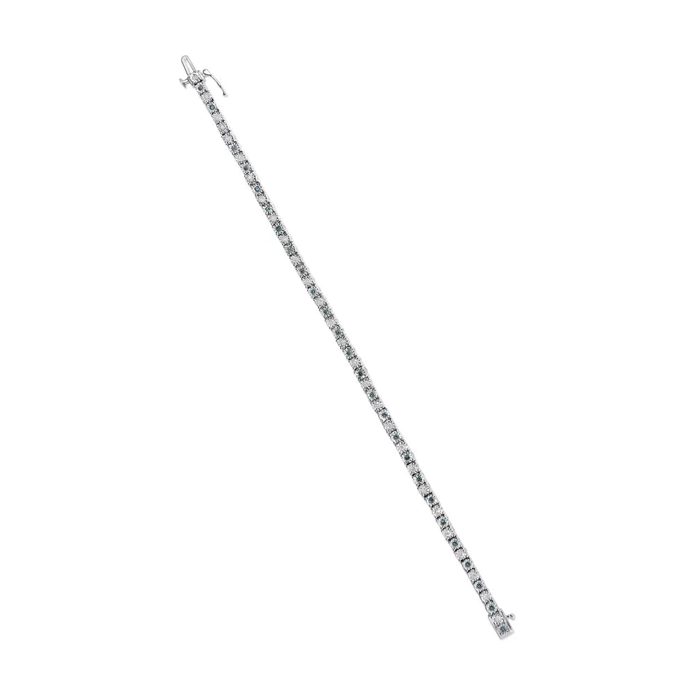 Haus of Brilliance .925 Sterling Silver 1.0 Cttw Womens with Alternating Round cut Box Clasp White Diamond and Treated Green Diamond Tennis Bracelet (Green and - Color,  Clarity) - Size 7" Inches