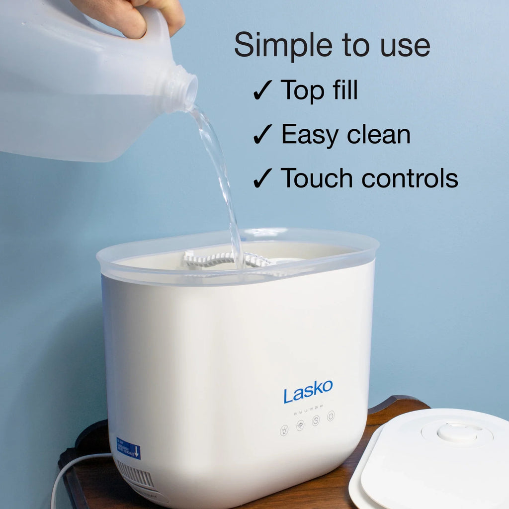 Lasko 0.92 Gallon, 18-Hour Cool Mist Ultrasonic Humidifier with Timer, 370 Sq. ft.,