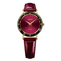 Jowissa  Swiss Made Crystal Burgundy Leather Womens Watch .272.