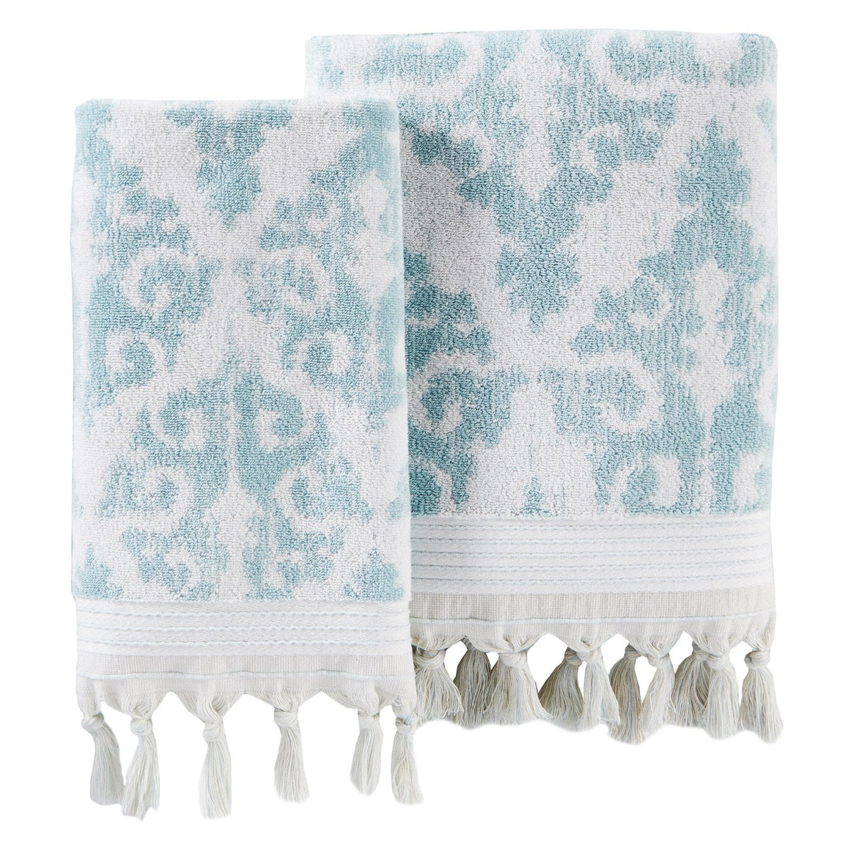 Home Mirage Fringe Hand Towel (2-Pack), Taupe, 16" x 26"