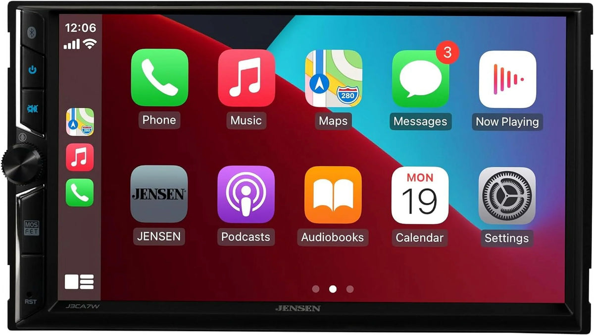 Jensen  7-inch Certified Apple CarPlay Android Auto, Wired or Wireless, Double  Car Stereo Radio, New