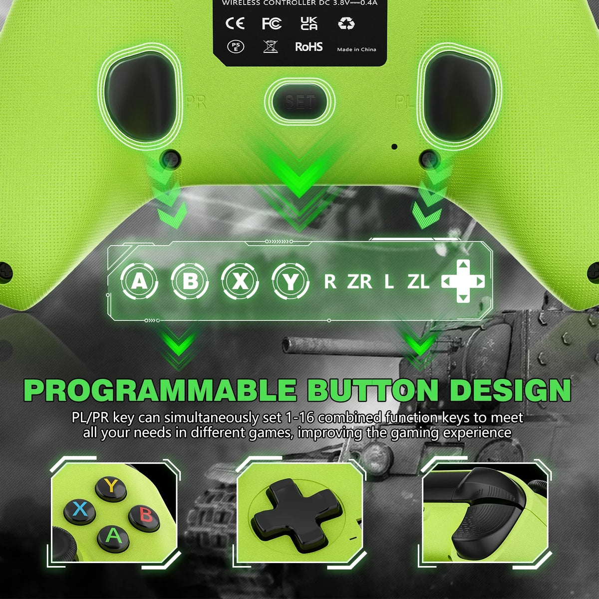 2 Pack Wireless Xbox Controller for Xbox One, Xbox One /, Xbox Series /, Windows  10/11 Gamepad with Audio Jack & Volume Button/Turbo/Macro/Motion Control & Rechargeable Battery - Green+Red