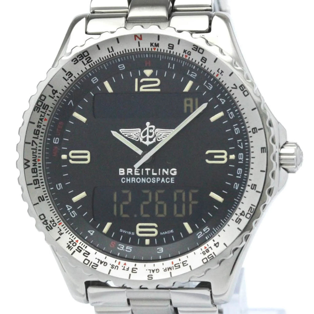 Pre-Owned Polished  Chronospace Steel Quartz Mens Watch .1  (Good)