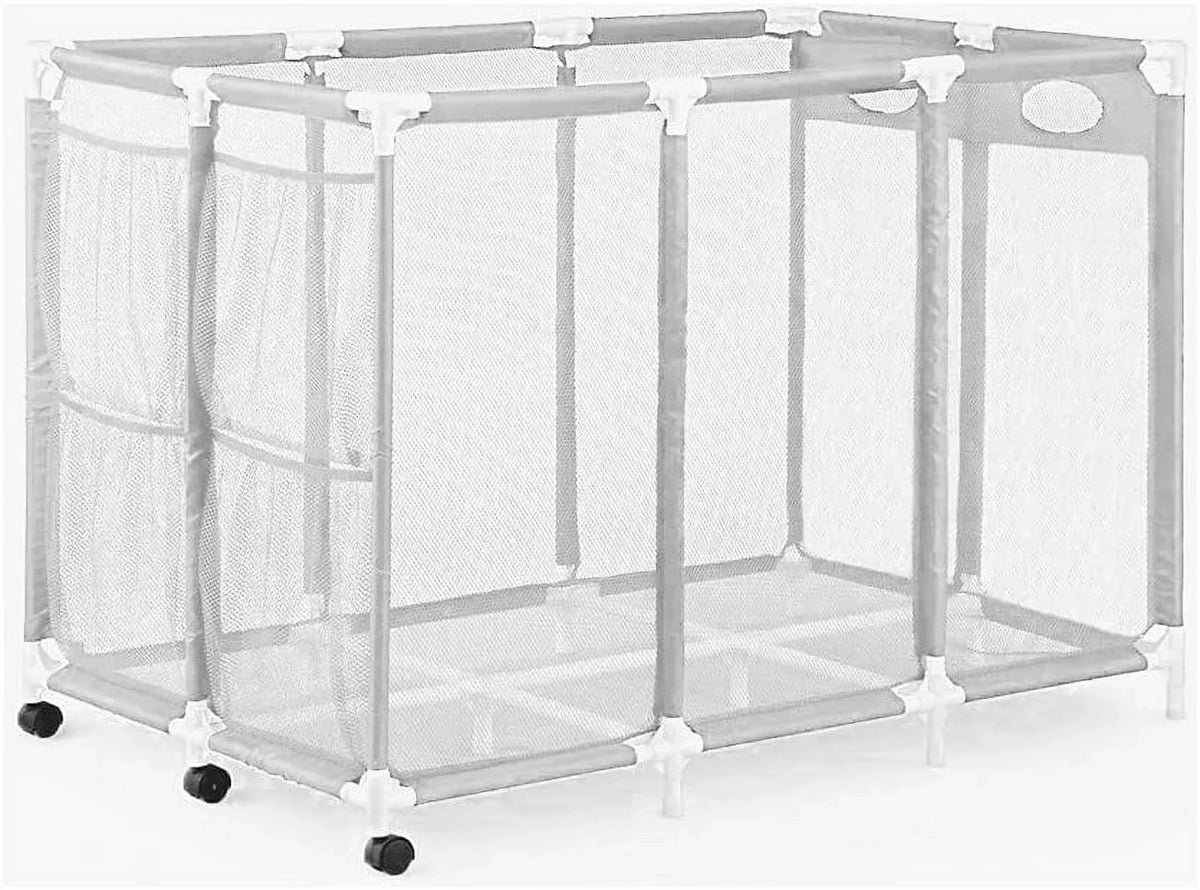 Essentially Yours Pool Noodles Holder, Toys, Floats, Balls and Floats Equipment Mesh Rolling Storage Organizer Bin,, Extra-Large, (47.2"  x 30.2"  x 34" ), White Style 455119
