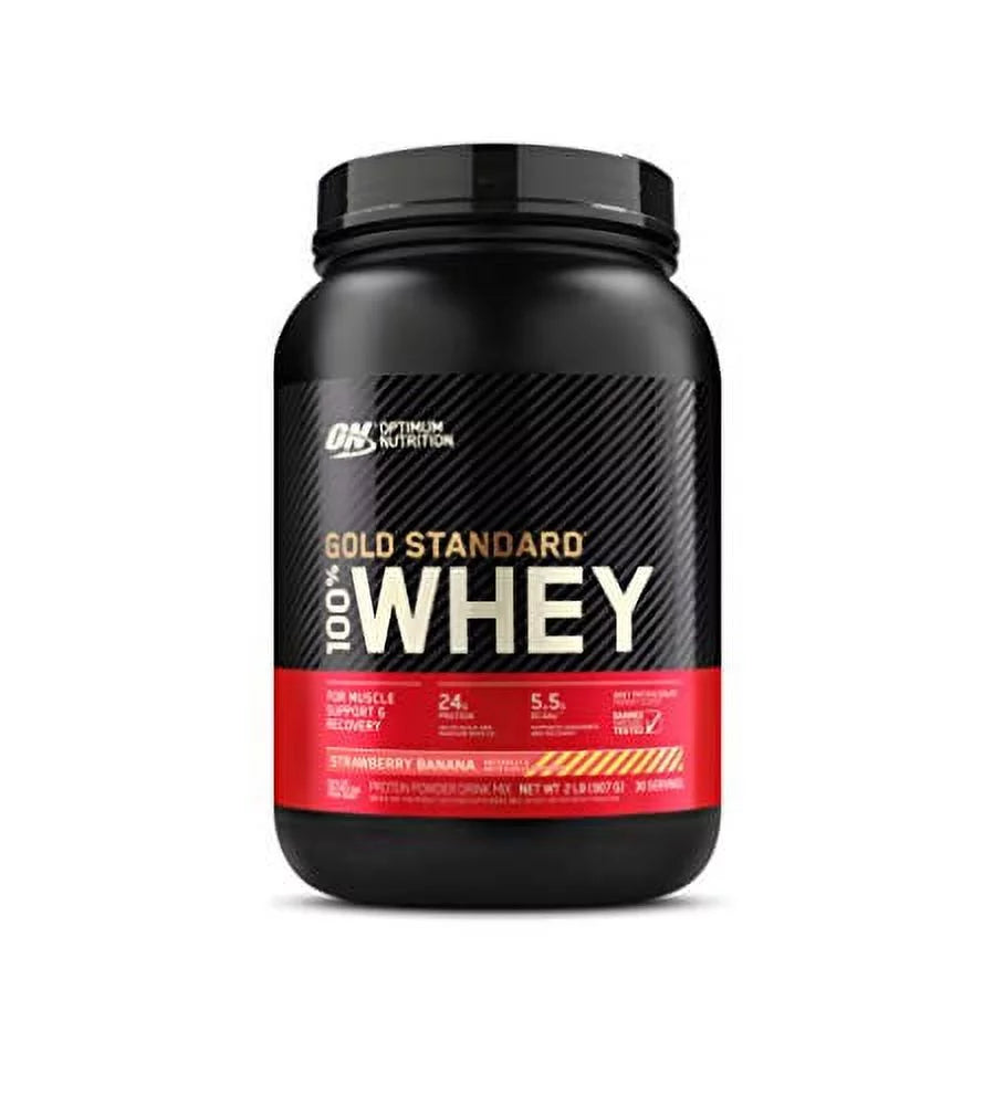 Optimum Nutrition Gold Standard 100% Whey Protein Powder, Strawberry Banana, 2 Pound (Packaging May Vary)
