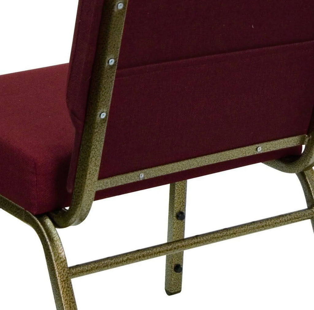 Series 21'' Stacking Church Chair In Burgundy Fabric - Vein Frame