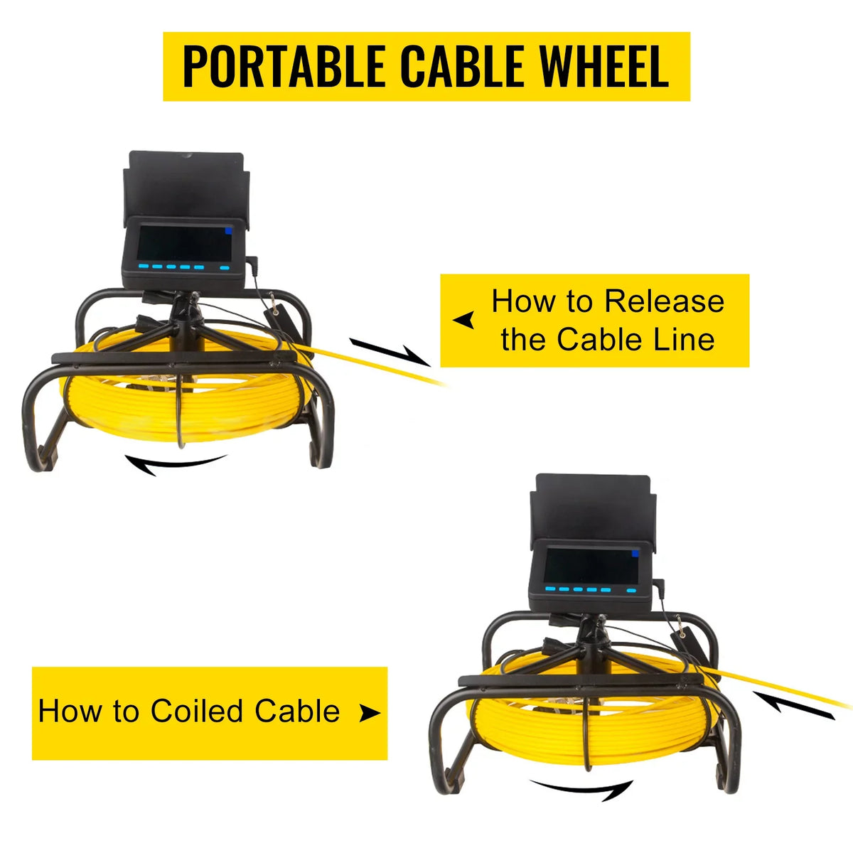 Sewer Camera 98.4 , Pipeline Inspection Camera 4.3 Inch   Monitor Pipe Camera, Duct Inspection Camera with 6PCS , 8500MAH Lithium Battery,  Function, 30M