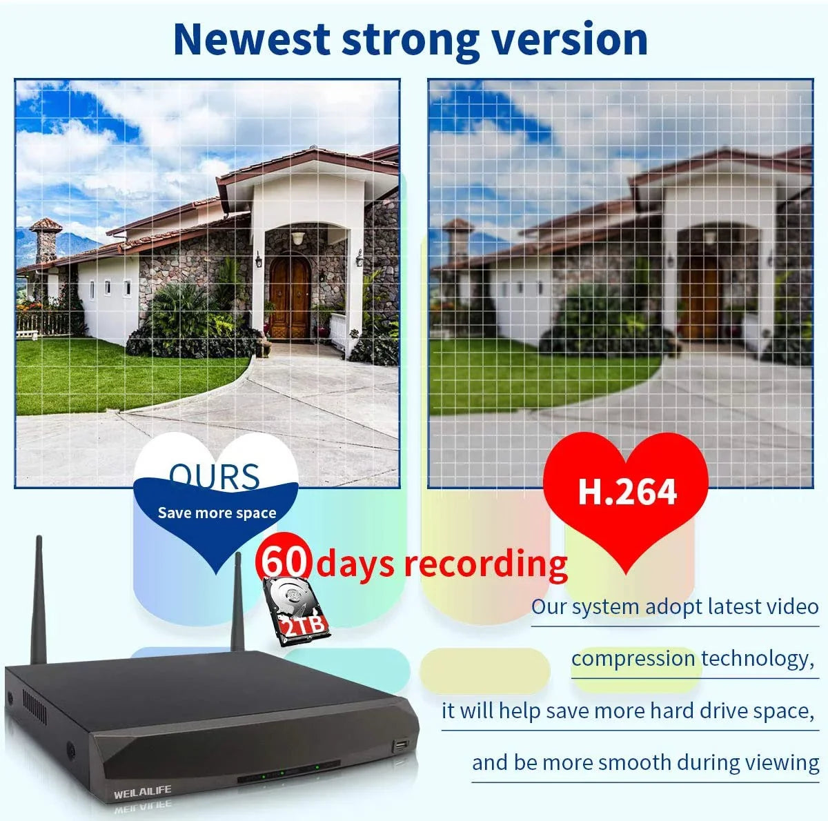 【5.0MP Two Way Audio】 PoE Security Camera System, 4pcs 5MP  Waterproof Security Cameras, 8 Channel  Recorder with 2TB , 24/7 Video Complete Surveillance Systems for Outdoor/Indoor Use