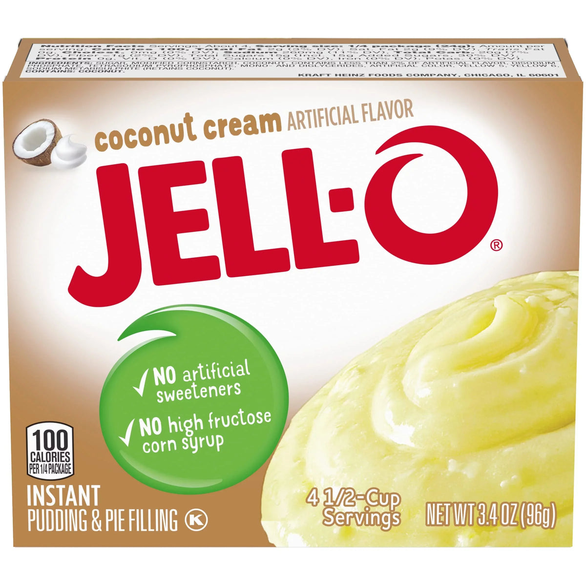 Deliciously Creamy Jell- Coconut Cream Pudding & Pie Filling - Indulge in 24 Packs of 3.4 Oz Boxes!