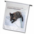 3dRose Greece, Paros, Naoussa, Cat on Boat Sails - Jaynes Gallery Polyester 1'6'' x 1' Garden Flag
