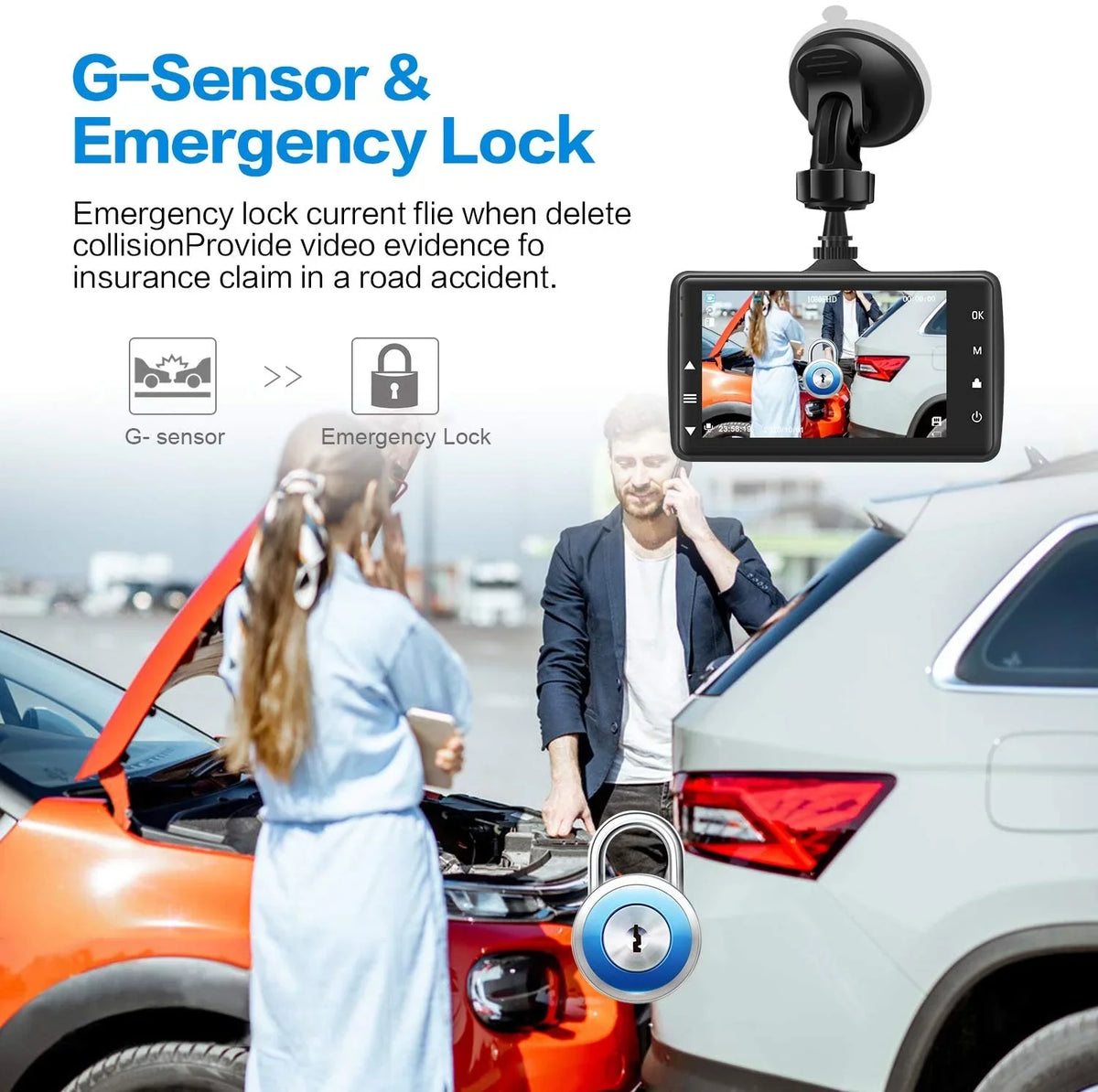 Dash Cam Front with 32G  Card, 1080P  Car Driving Recorder 3''  Screen 170°Wide Angle Dashboard Camera Aluminum Alloy Case,  -Sensor Parking Monitor Loop Recording Motion Detection