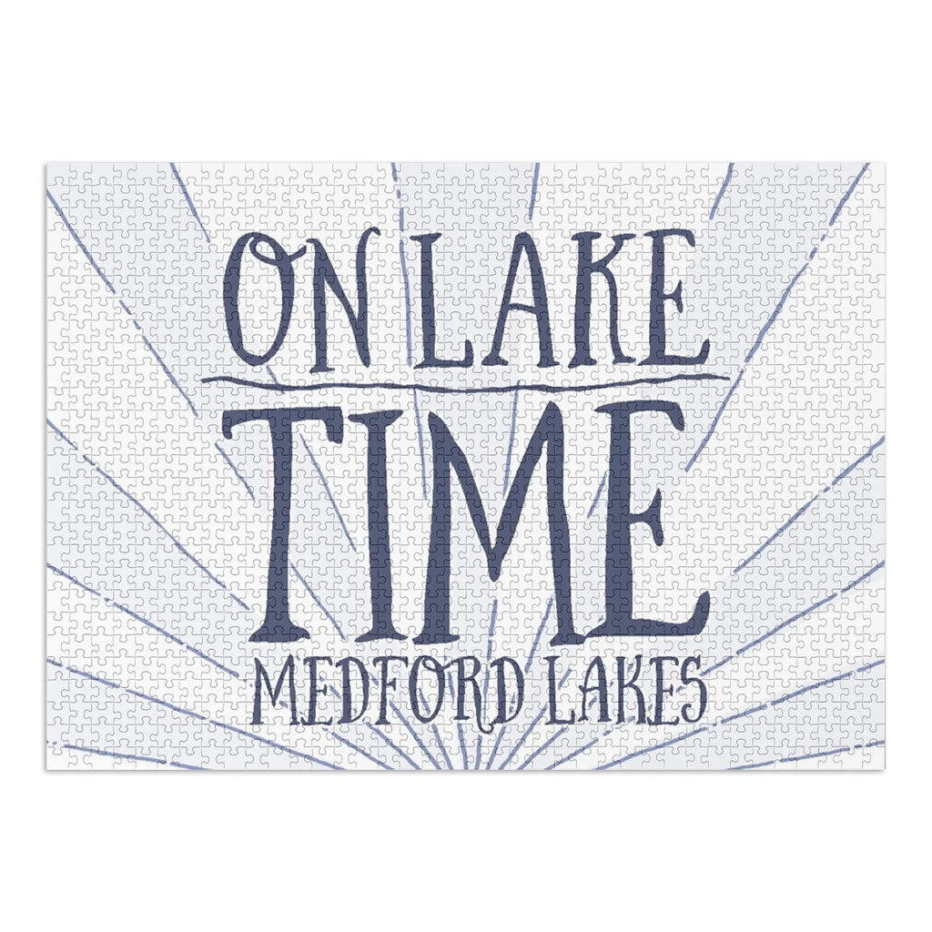 Medford Lakes, New Jersey, On Lake Time (Blue Sunburst) (1000 Piece Puzzle, Size 19x27, Challenging Jigsaw Puzzle for Adults and Family, Made in )
