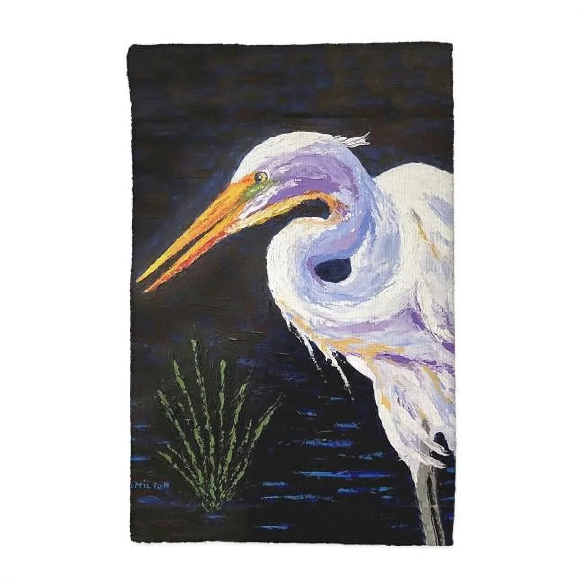 Betsy Drake  16 x 25 in. Palette Great Egret Kitchen Towel