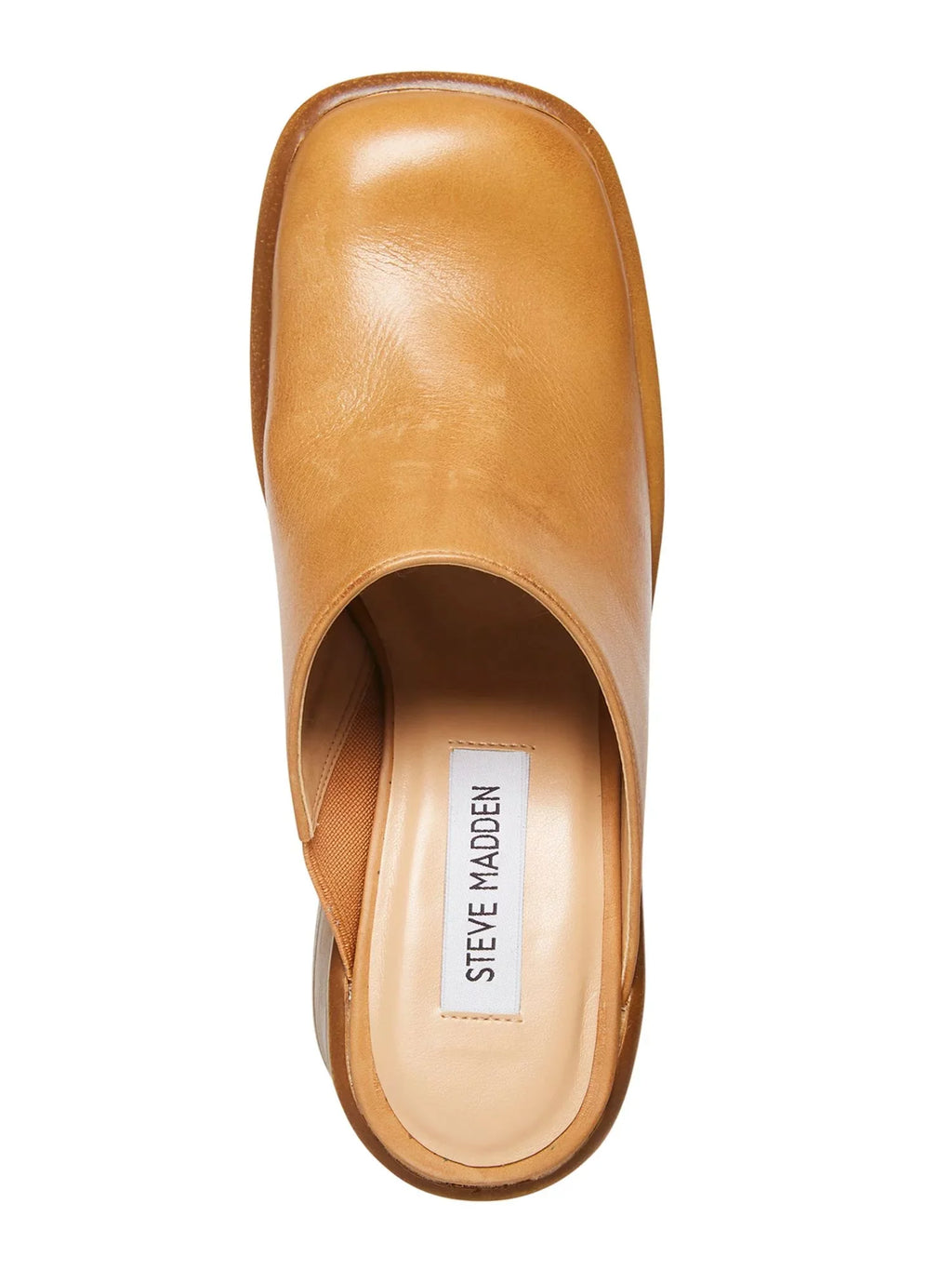 Womens Brown 1" Platform Padded Goring Flirtie Square Toe Block Heel Slip On Leather Clogs Shoes 8.5