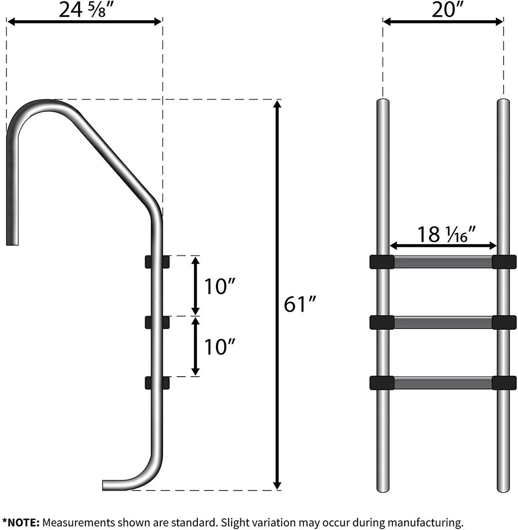 Aqua Select 3 - Step Swimming Pool Ladder With Stainless Steel Steps