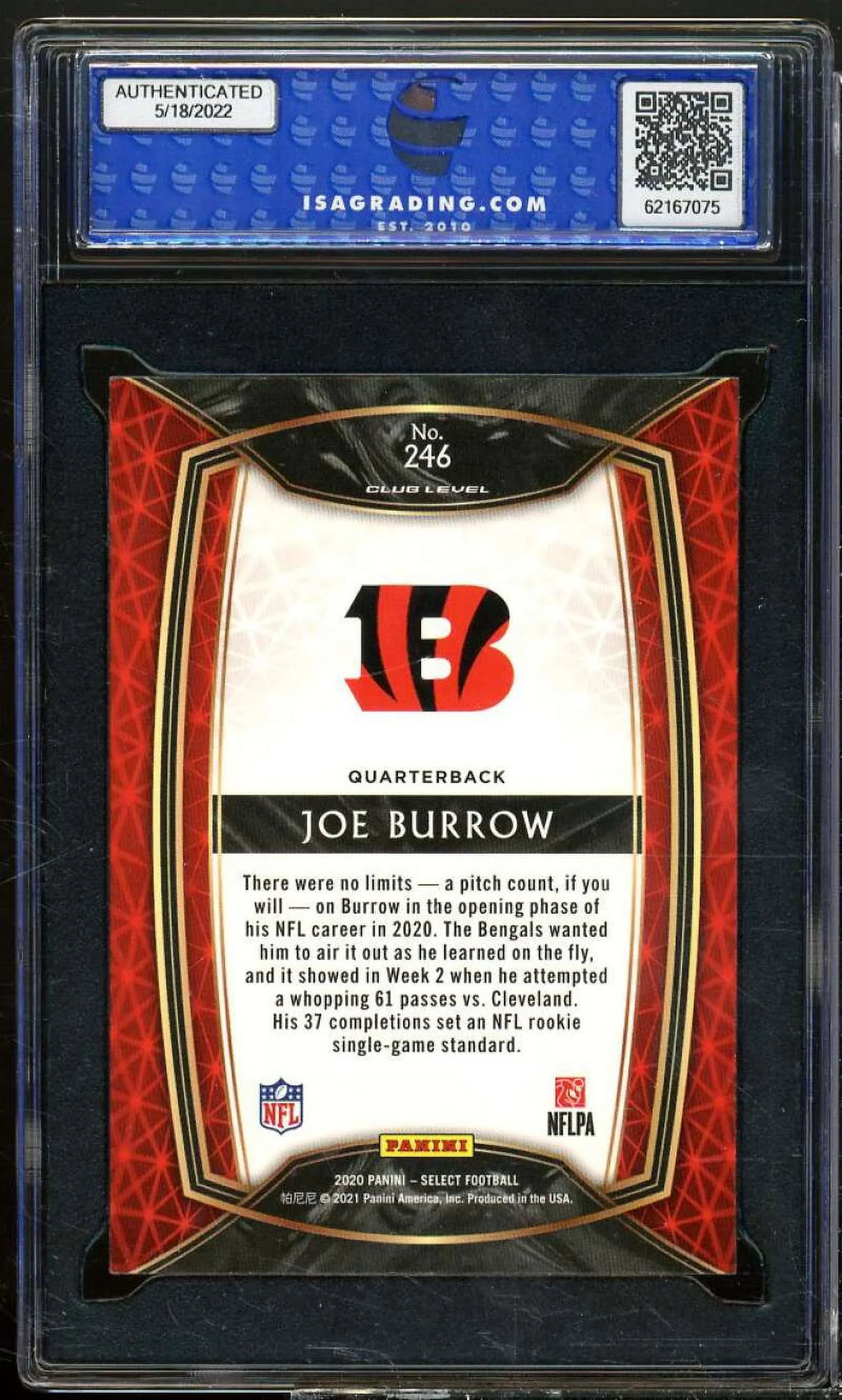 Joe Burrow Rookie Card 2020 Panini Select #246  10